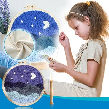 

DIY Poke Embroidery Handmade Irregular Self-embroidery Kit Set Wool Embroidery Color Thread High-Quality Pearl Lace Laces