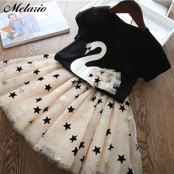 

Melario Casual Girls Clothing Sets Summer Princess Girl Bling Star Top Skirt 2pcs Set Children Clothing 3-7Years Girls Outfits