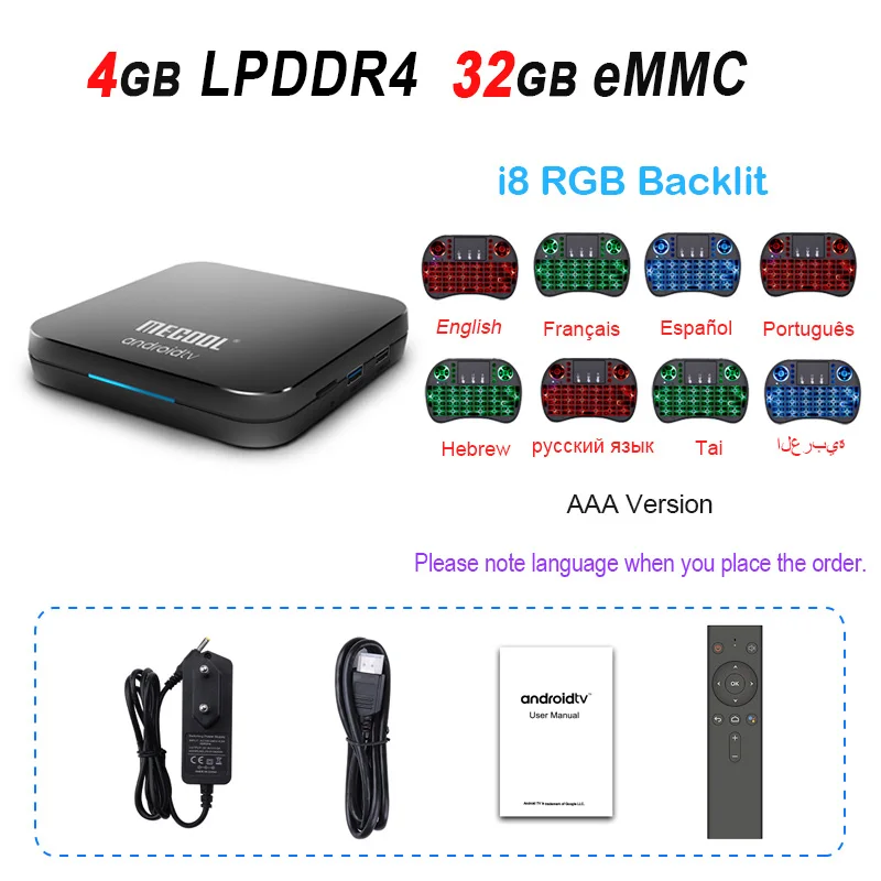 4GB 32GB add i8RGB MECOOL KM9 Pro Deluxe Android 9,0 ТВ-приставка Google сертифицированная смарт-ТВ-приставка 4 Гб DDR4 32 Гб Amlogic S905X2 4K 2,4G 5G Dual Wifi BT4.0 - Цвет: 4GB 32GB add i8RGB