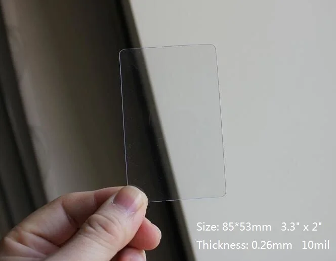 Size 85*53mm Clear Transparent Plastic Acetate Sheet 0.26mm Transparency Blank Business Card 10/20/50/100 You Choose Quantity afbeelding