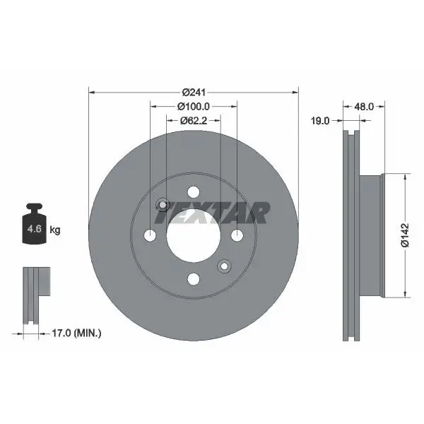 Диск тормозной передний Hyundai Getz all 02 TEXTAR 92134103|Тормозной цилиндр| |