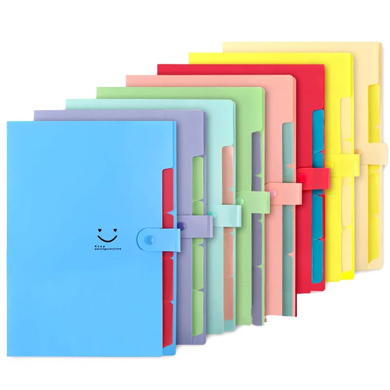

8Pcs Expanding File Folders, 5 Pockets A4 Letter Size Snap Closure Plastic Accordion Document Organizer for School and Office