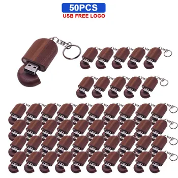

50pcs/lot USB Flash Drive 4GB 8GB Customize logo wooden USB2.0+box Pen Drive 128GB Stick pen 64GB Pendrive 32GB Memoria USB gift