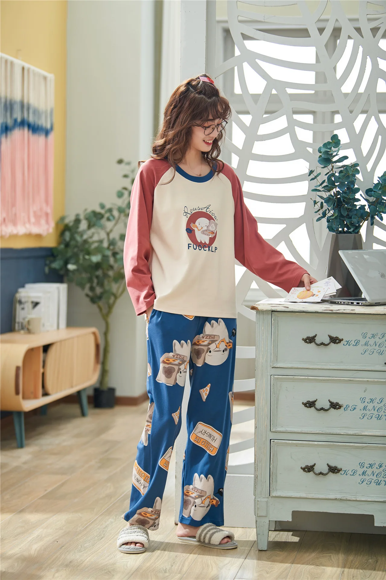 

Pajamas Women's Spring And Autumn Autumn Pure Cotton Long Sleeve Tracksuit Cotton Summer Thin Section Korean-style Large Size Tw
