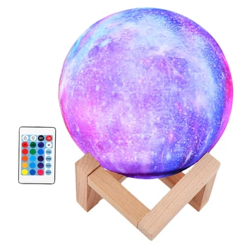 

Starry Moon Lamp 3D Print Lunar Night Light 16 Colors Remote Control & Press Sensor USB Recharge LED Dimmable Moonlight Lamps fo