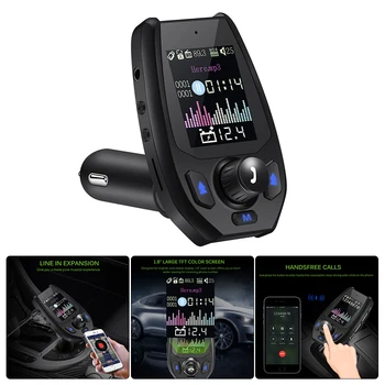 

New Bluetooth 5.0 5V 3.1A FM Transmitter Bluetooth Adapter Double USB Charger Battery Voltage With Voice Prompts Modulator