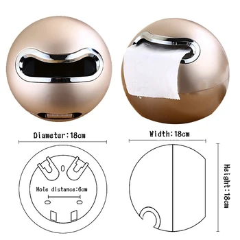 

New Kitchen Round Globate Washroom Toilet Paper Box Tissue Box Holder Wall Mount Bathroom Tissue Container Two Installing Ways