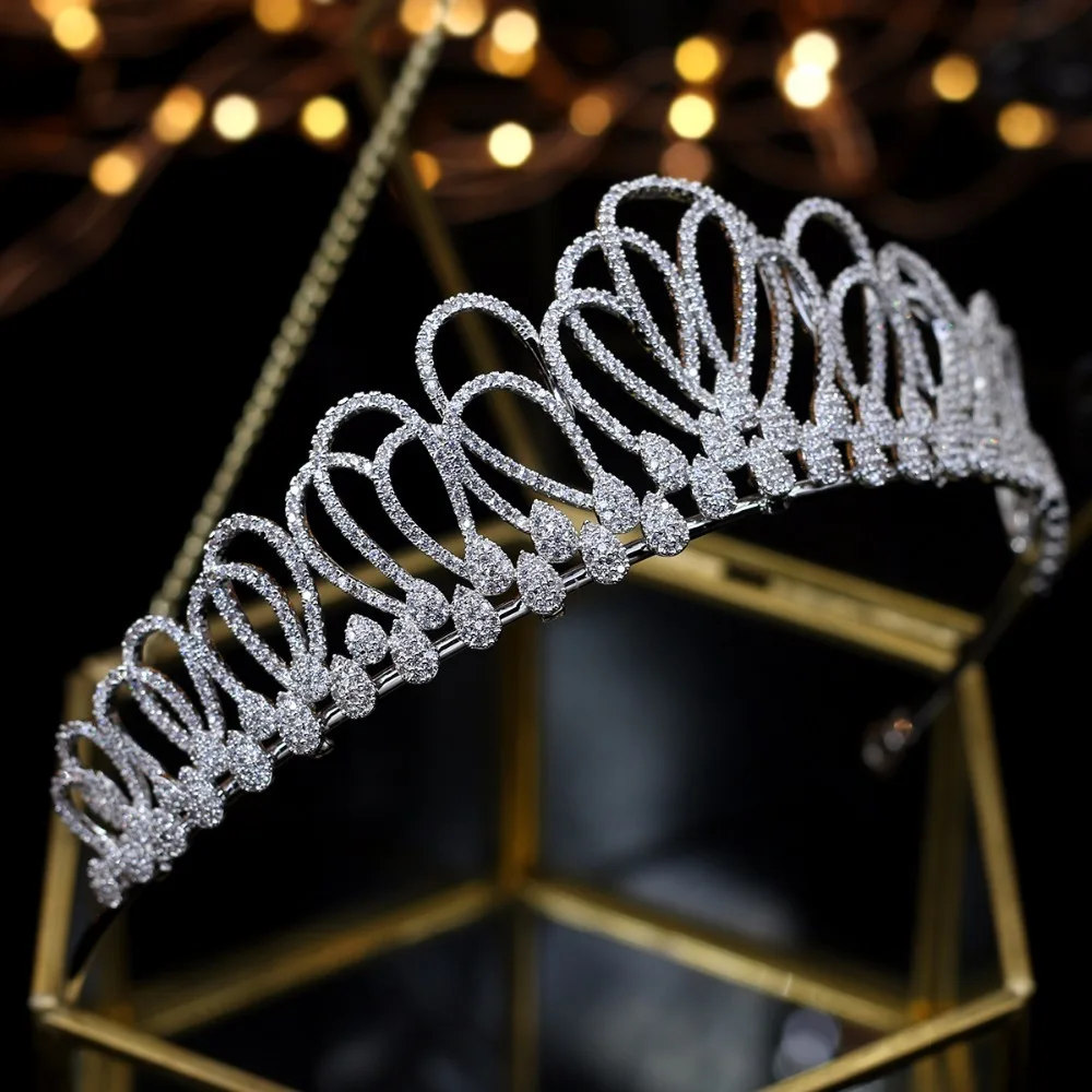 Модные циркониевые кристаллы Корона свадебные диадемы Короны аксессуары для волос Принцесса Тиара coroa de noiva Женская повязка для волос диадема