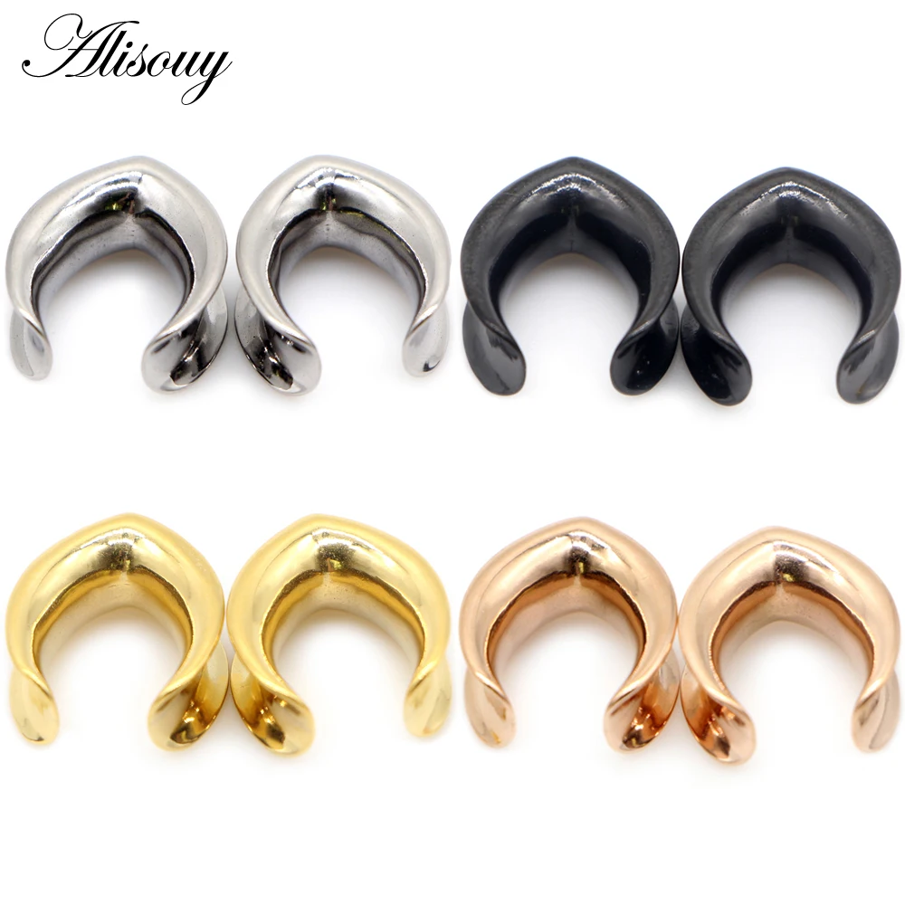 Alisouy2pcs6mm30mmWaterDropGlossyStainlessSteelEarPlugsTunnelsExpanderSaddleEar