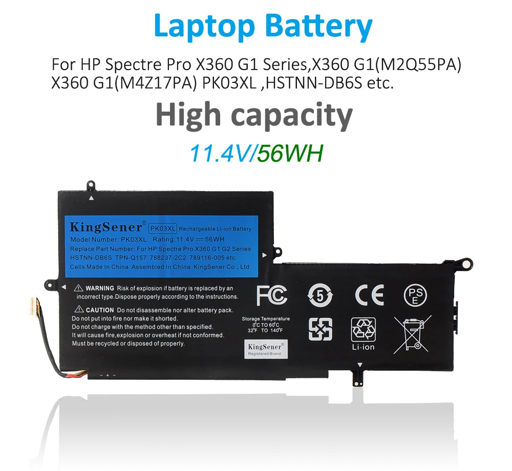 Kingsener-bateria do Portátil para hp Spectre Pro Pk03xl X360 13 g1 Series M2q55pa M4z17pa Hstnn-db6s 6789116005 11.4v 56wh - Imagem 3