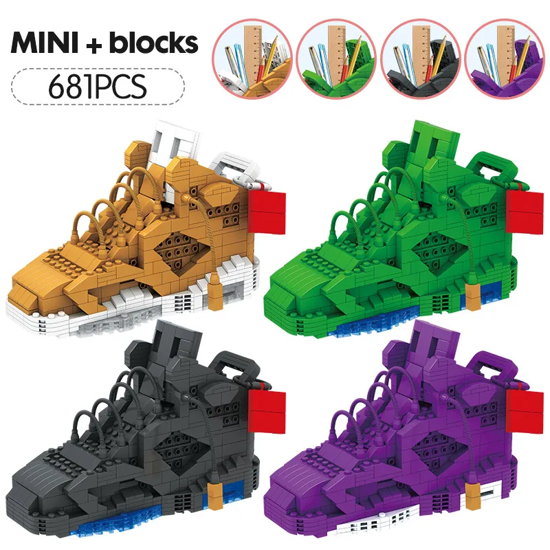 LOZ мини Симпатичные спортивные баскетбольные кроссовки строительные блоки кроссовки Модель ручка контейнер кирпичи карандаш-коробка игрушки для детей канцелярские товары