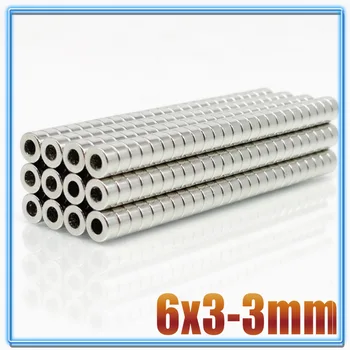 

10/20/50/100/500Pcs 6x3 Hole 3 N35 Super Strong Permanet Round Neodymium Countersunk Ring Magnet Rare Earth Magnets 6*3 Hole3