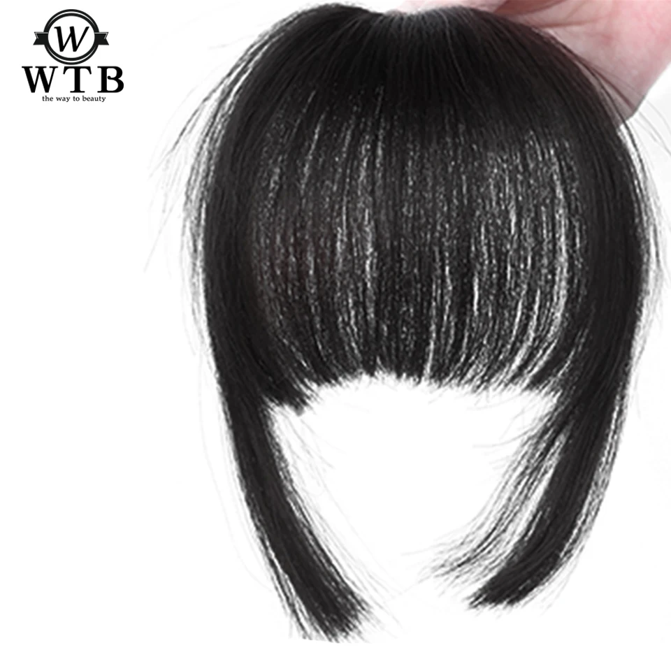 WTB передняя застежка в заколка для волос для наращивания короткие прямые синтетические волосы Накладные бахромы шиньоны 3 шт./компл. заколки для наращивания волос