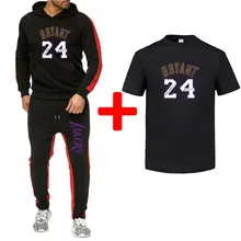 Весенний и осенний мужской спортивный комплект из 3 предметов, повседневные спортивные штаны с принтом Lakers, свитер с длинными рукавами, футболка с коротким рукавом, Джерси, № 2