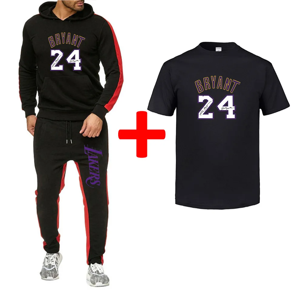 

Spring And Autumn Men Sports 3-Piece Set Casual Printed Lakers Sweatpants Long-sleeved Sweater Short Sleeve T-shirt Jersey No. 2