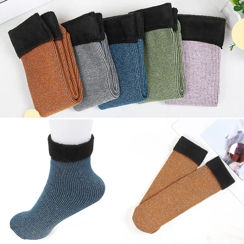 1 пара золотых и серебряных зимних носков плотные теплые бархатные теплые носки-тапочки носки для сна для женщин рождественские подарки для девушек