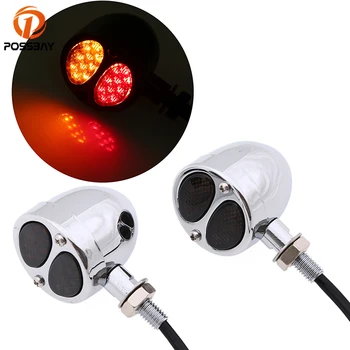 

POSSBAY 1 Pair Motorcycle Turn Light Signal Lamp 12V Bright LED Blinker Flasher Indicators Fit for Honda Yamaha Suzuki Harley