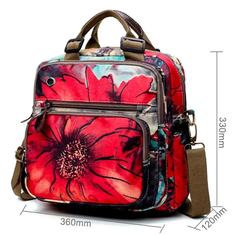 Китайский стиль Женская Ретро Цветы плечевая сумка с принтом на молнии рюкзак для путешествий