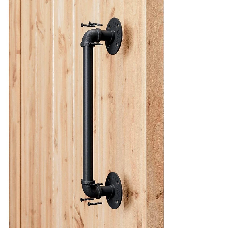 

New 15 Inch Pipe Industrial Style Black Barn Door Handle for Sliding Barn Door Gates Garages Sheds Furniture