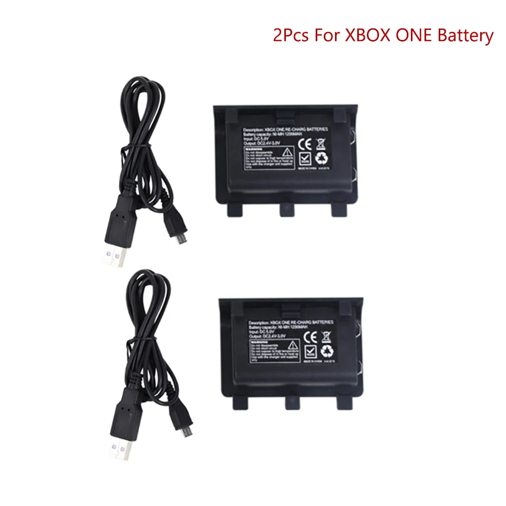 

2Pcs 2400mAh Battery pack For XBOX ONE Wireless Controller 2400mAh Replacement Batteries With charging cable
