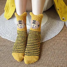 Модные женские носки; Домашние мягкие носки для женщин и девочек с вышивкой в виде пчелы; носки для сна; meias calcetines mujer; носки для сна;# A25