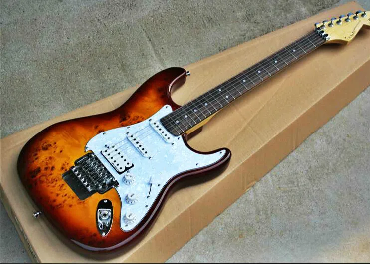 

Top quality FPST-1068 VS color solid body burls garin cover white pickguard Flyd rose tremolo electric guitar, Free shipping