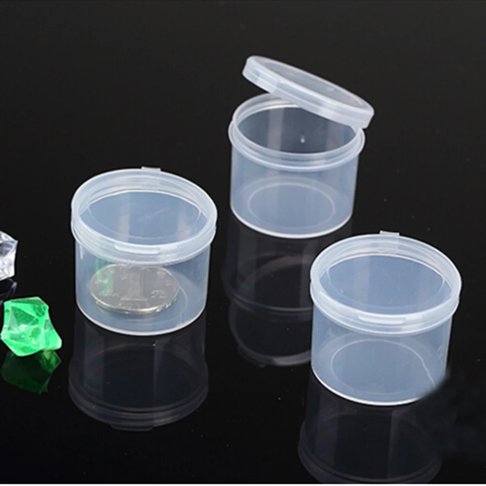 5PCS Plastic Clear Transparent Small Round Coin Capsules Holders Collecting With Lid Collection Container Case Storage Box