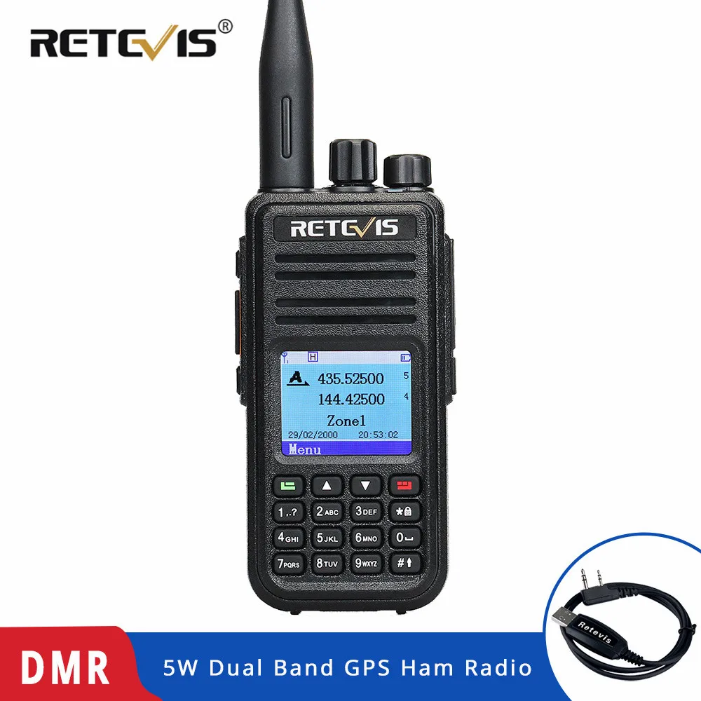 Цифровая рация RETEVIS RT3S DMR Двухдиапазонная с GPS Ham Amador 5 Вт УКВ/УВЧ совместима Mototrbo/TYT