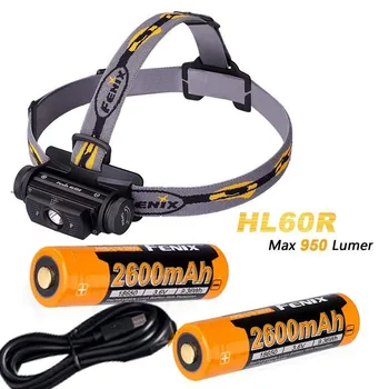 

Fenix HL60R 950 Lumen USB rechargeable CREE XM-L2 T6 LED Headlamp with 2 x Fenix 2600mAh 18650 rechargeable Li-ion battery