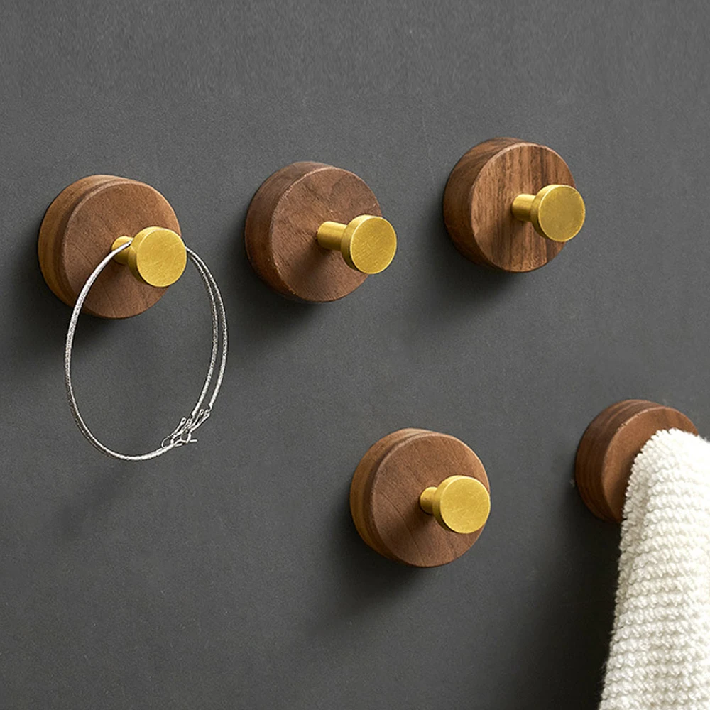 Wall Mounted Wooden Towel Hook Bathroom Robe Hook Kitchen Rag Storage Rack  Punch-Free with Glass Bead Bathroom Accessories - AliExpress