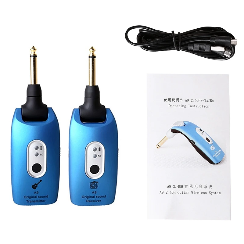

Dropship-2.4GHz Wireless Guitar System Transmitter A9 Receiver Built-In Rechargeable Accessories,Blue