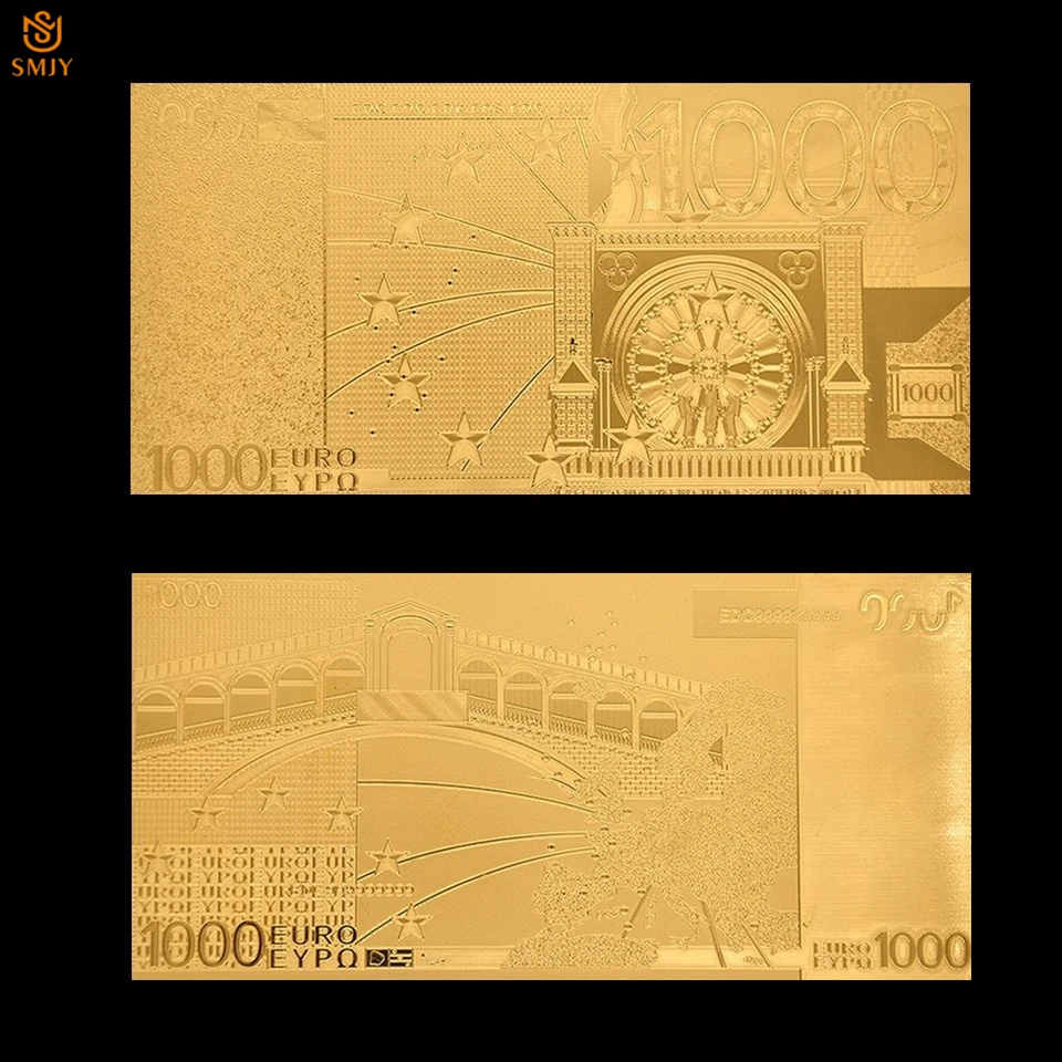 24k Европейская Золотая банкнота 1000 евро фольга копия значения банкноты