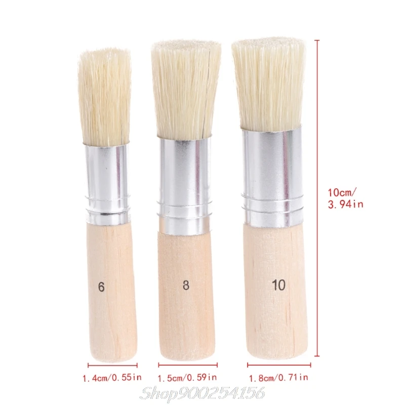 3 unids/set pincel plantillas de madera cepillos de Cerdas de cerdo acuarelas pinturas al óleo acrílicas