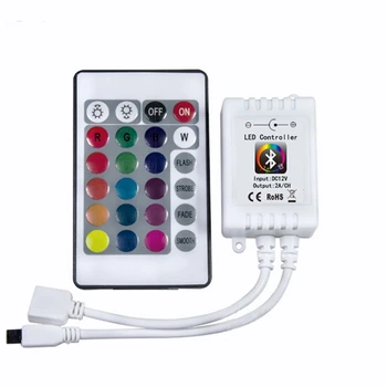

CLAITE 16 Million Colors DC12-24V RGBW RGB bluetooth LED Controller 24Key IR Remote Control For 3528 5050 LED Strip