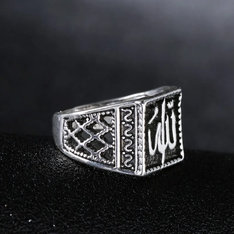 New Religious Muslim Rune Pattern Ring Men s Ring Fashion Metal Gold Plated Ring Accessories Party