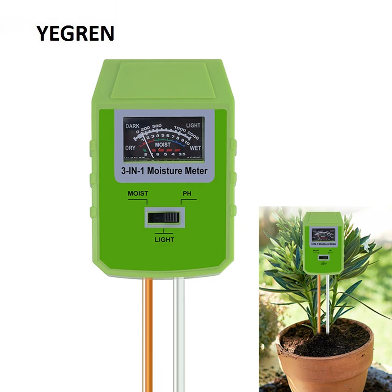 

3 in 1 Garden Soil Analyzer PH Tester Moisture Meter Sunlight Detector Soil Test Instrument for Farm & Flower Planting