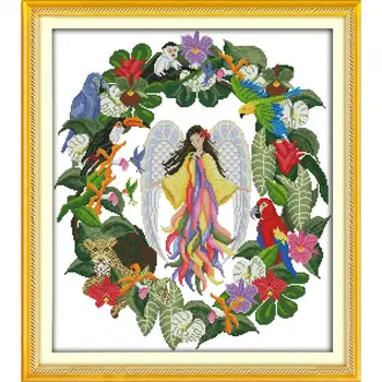 

Floral Fairy Home Decor 14CT Counted Printed Canvas Cross Stitch Pattern Kits DMC 11CT Embroidery Needlework Sets Threads Crafts