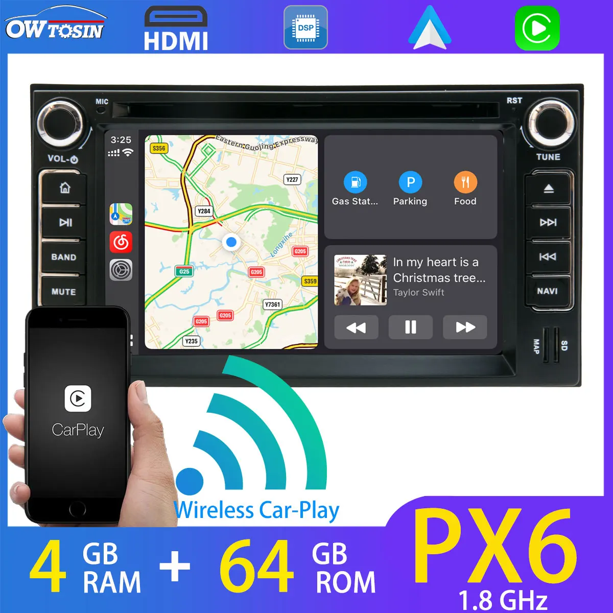 PX6 64G Android 10 автомобильный DVD мультимедийный плеер GPS навигационное радио для KIA Rio