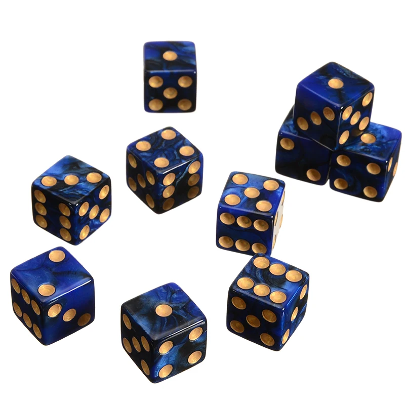 Hot Sale 10pcs 6 Sided Dice 16mm Colorful Dice Round Corner Pearl Gem Dices Set Playing Table Games Entertainment Dice