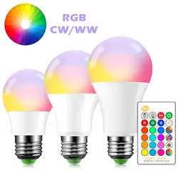 B22 E27 светодиодный лампы 5 W 10 W 15 W 16 Цвет Изменение RGB волшебный свет лампы 85-265 V 120 V 220 V RGB Светодиодный прожектор + IR дистанционное управление