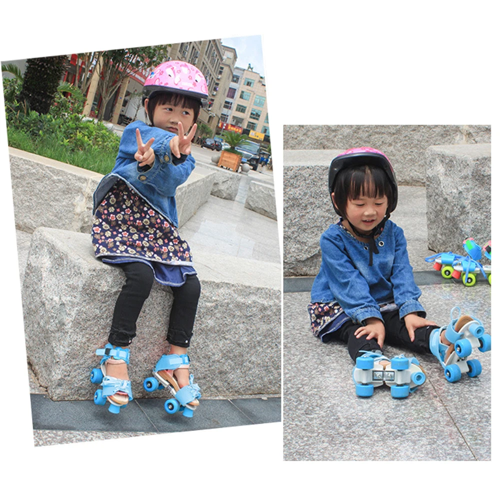 Roller Skating Shoes Set Adjustable Size Children Double Row