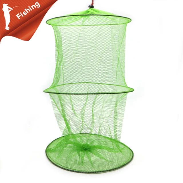 2 Layers Portable Fishing Net Fish Shrimp Mesh Cage Cast Net