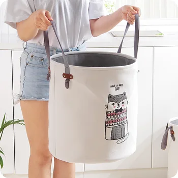 

EVA Canvas Folding Laundry Basket Cartoon Storage Barrel Standing Toy Clothing Storage Bucket Laundry Organizer Clothing Holder