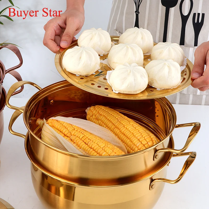 3-layers Stainless Steel Steamer Pot for Gas Stove Induction Cooker Household Steamed food Soup Cooking steaming cooker set double boiler