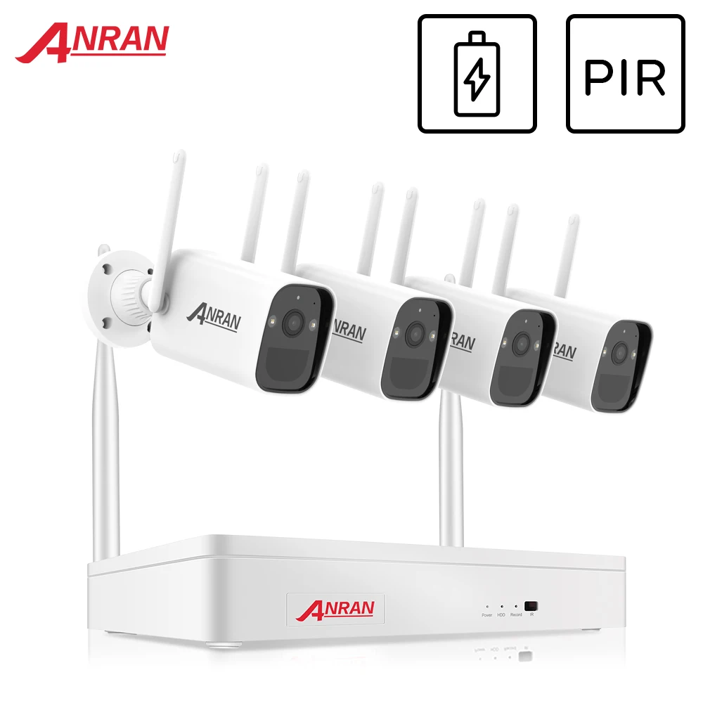 ANRAN 3MP Wireless Rechargeable Battery Video Surveillance Kit 1296P Video Recorder Waterproof Audio Camera System PIR Camera