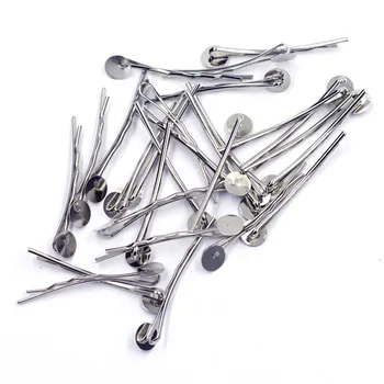 

100Pcs Silver Tone Bobby Pins Hair Clips W / Glue Pad Barrettes Jewelry Findings Charms Wholesale 4.4cm x 1.5mm