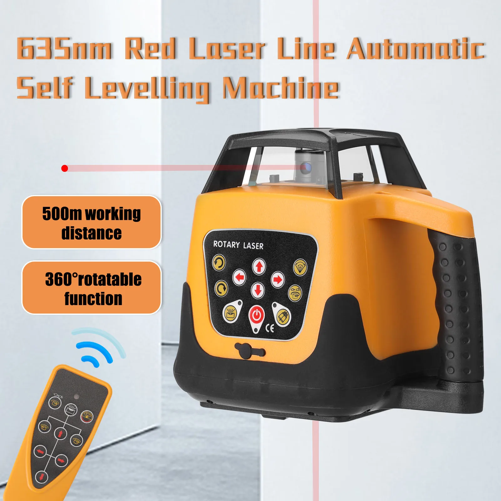 635nm Red Line Automatic Self Levelling Machine 360&deg; Speed Angle Adjustable 5 levels Laser Level 500m Measurement-Range Laser Level