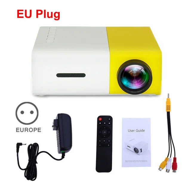 EU YG300 60 дюймов светодиодный проектор HD 320x240 пикселей YG-300 HDMI USB мини мультимедийный проектор LED для дома и развлечений - Цвет: EU