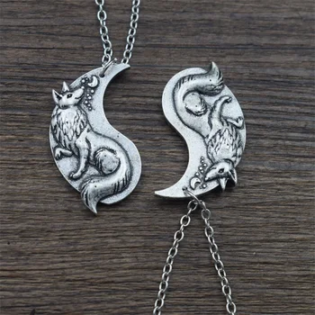 

10 pair beautiful Yin Yang Fox necklace Vulpine Spiritual Friendship Romantic Couple Valentine