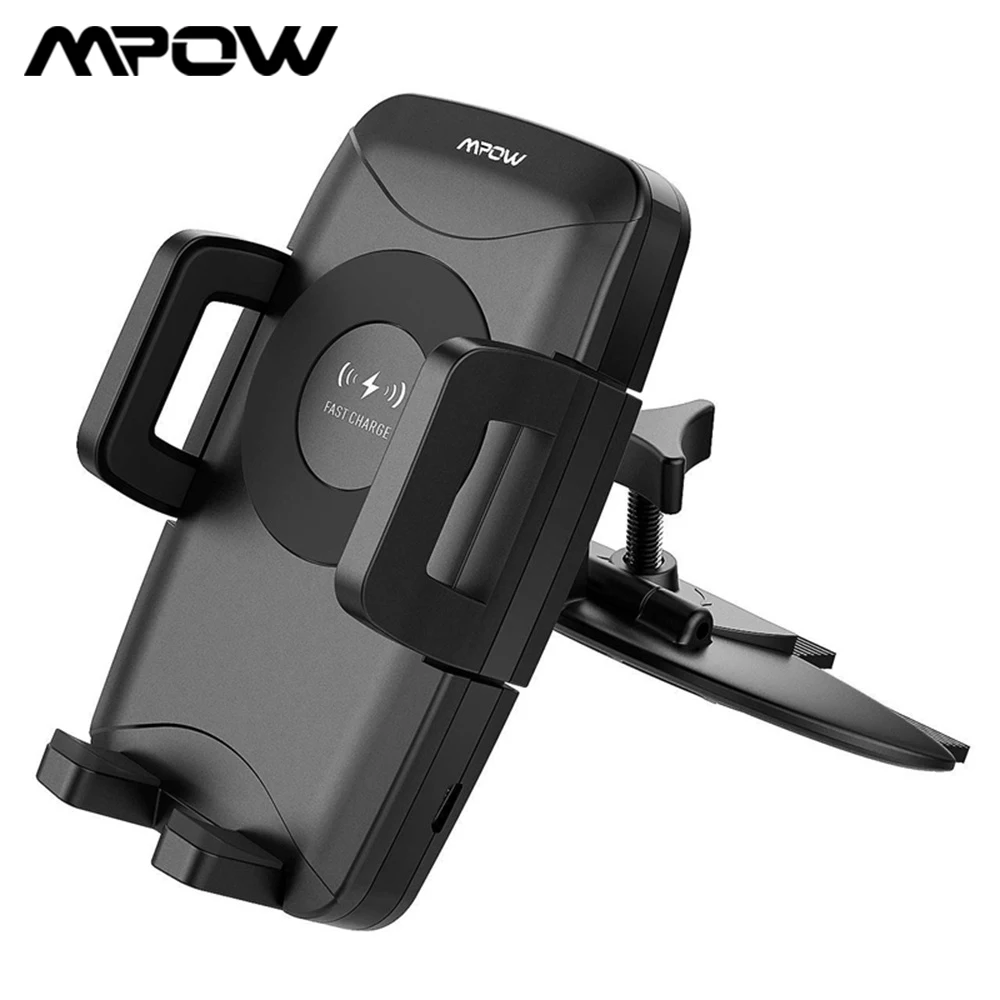 Mpow Qi Fast Wireless Car Phone Mount CD Slot 10W 7.5W 5W Auto Charging Powers For iPhone XR XS 8 8Plus Samsung S9 S8 S7 S6/edge |